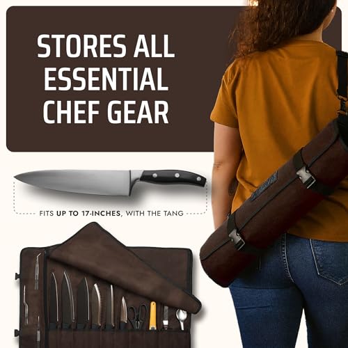 Asaya Waxed Canvas Chef Knife Roll Bag with 10 Slots - Image 5
