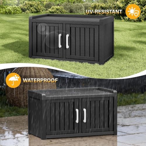 2 Doors Outdoor Shoe Storage Bench - Image 5