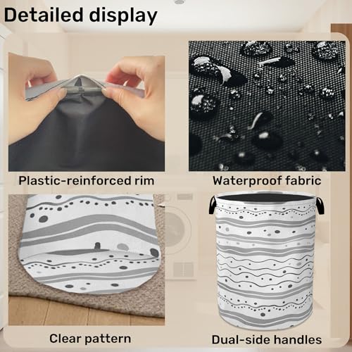 Grey Lines Laundry Basket - Heavy Duty 60L Dirty Clothes - Image 6