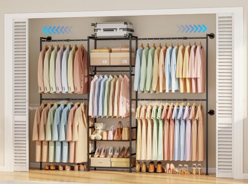 Wall Mounted Closet System, Expandable Clothing Rack with Shelves - Image 2