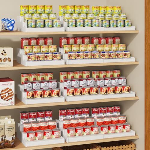 3-Tier Expandable Bamboo Can Organizer for Pantry, Holds 24 Cans - Image 3