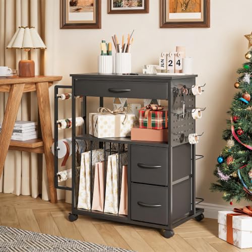 Takywep Gift Wrapping Organizer Storage Cart, Rolling Gift - Image 2
