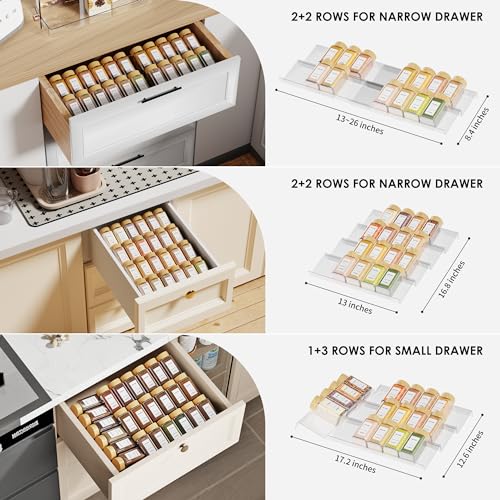Jadehom Spice Drawer Organizer, 4 Tier Clear Acrylic - Image 6