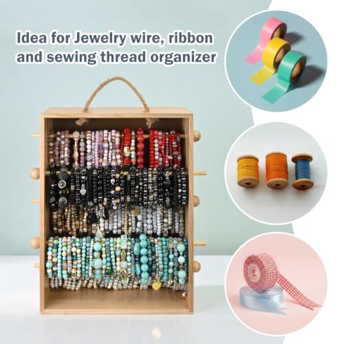MOOCA Wooden Ribbon Organizer Rack and Thread Spool Holder - Image 4