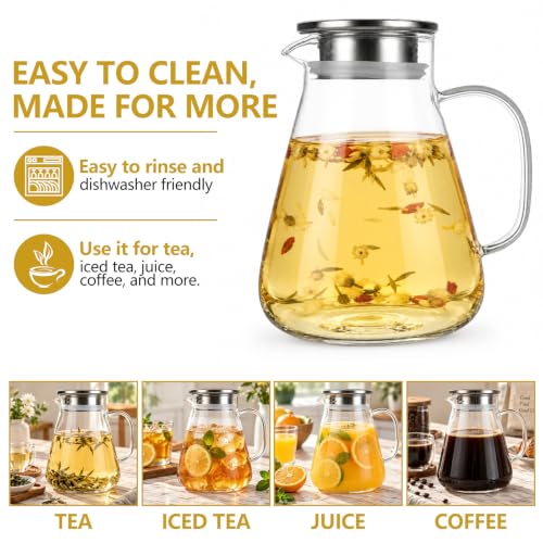 54OZ/1600ML One-Touch Glass Teapot Stovetop with Stainless Steel - Image 8