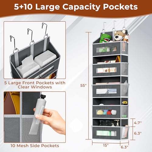 2 Pack 5 Tier Over the Door Organizer for Bathroom, Bedroom - Image 3