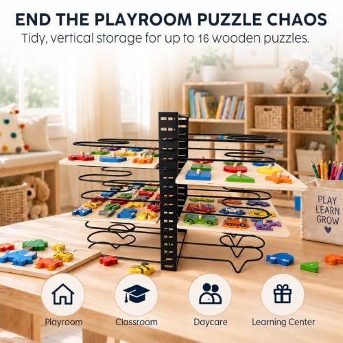Open-Sided 16-Slot Puzzle Storage Rack for Various Size - Image 4