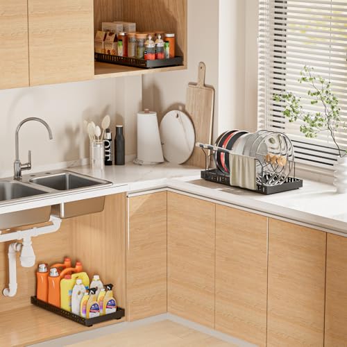 Black Pull Out Pot Lid Organizer, Cabinet Pan Rack, 10 Dividers - Image 7