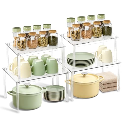 Clear Kitchen Cabinet Organizer, Set of 4 Stackable Spice Rack - Image 2