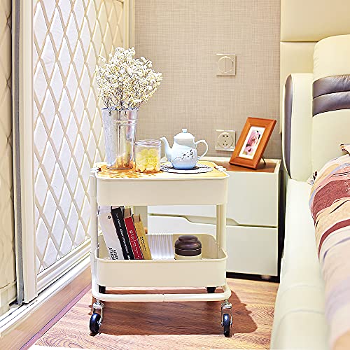 Melody House 2-Tier Metal Utility Rolling Cart Storage Side End - Image 8