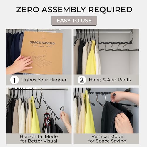 Pants Hangers Space Saving - 2 Pack - Non-Slip Multi-Tier Hangers - Image 7