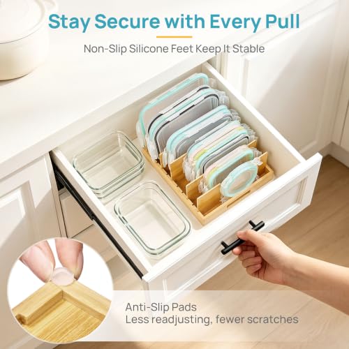 Vtopmart Large Bamboo Lid Organizers with 7 Extra Tall Dividers - Image 8