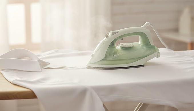 J&V TEXTILES Steam Iron with Ceramic Soleplate, Adjustable Temperature Control, Burst Steam Function, Anti-Calc System, Self-Clean Feature for All Fabrics (Green)