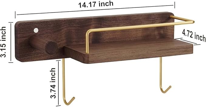 Wallmount Hair Dryer Holder Rack Compatible with Dyson Supersonic Hair Dryer Blow Dryer Accessories and Attachments Organizer Storage Rack, Walnut Wood(Hair Dryer & Attachments not Included)