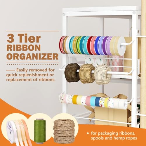 Wrapping Paper Organizer Storage with Wheels, Rolling Gift - Image 4