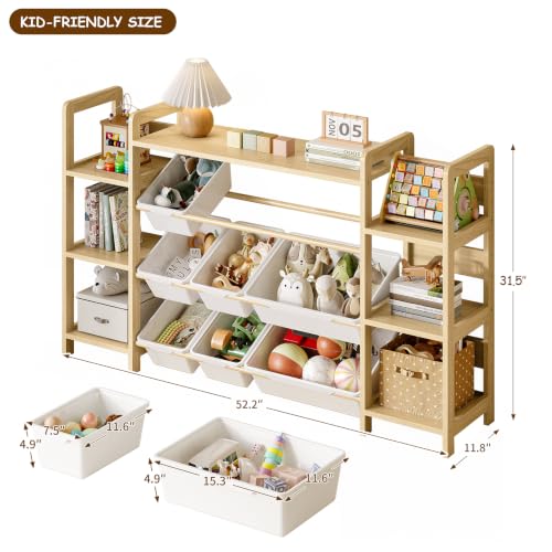 Large Toy Storage Organizer, Top Rack, 6 Side Shelves, 9 Bins - Image 3