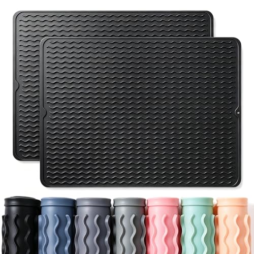 2 Pack Caketime Silicone Dish Drying Mat for Kitchen - Image 2