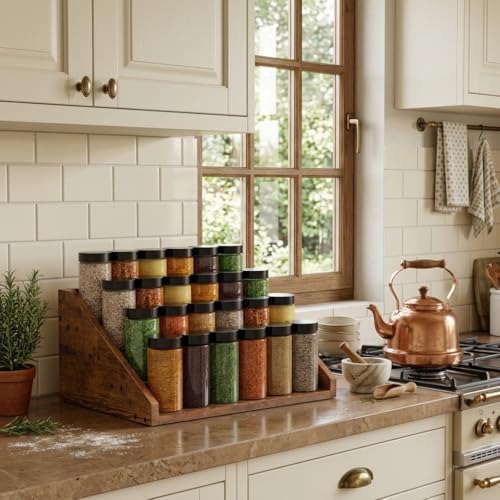 4 Tier Wood Spice Rack Organizer for Cabinet, Super - Image 4