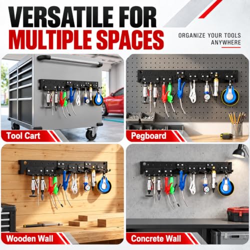 Black Air Tool Holder Wall Mount Pneumatic Rack Organizer - Image 6