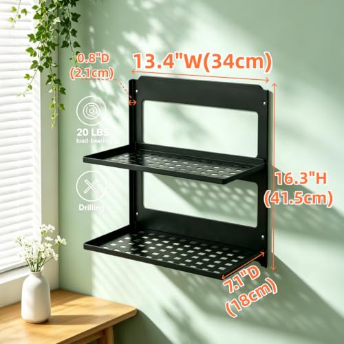 2-Tier Folding Metal Shelf Wall Mounted,Small Foldable Wall Shelf - Image 4