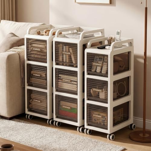 Bathroom Storage with Drawers, 7.87" Wide Slim Cabinet - Image 4
