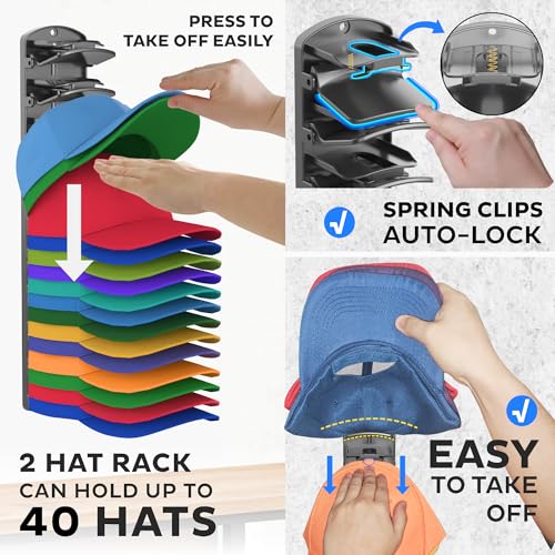 Double Capacity Hat Organizer for Baseball Caps 2 Packs - Image 4