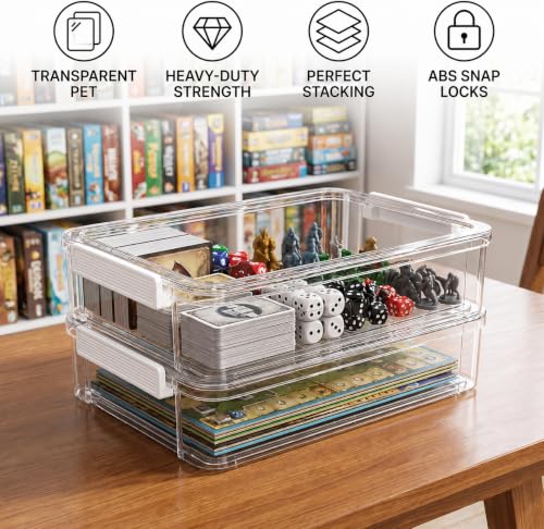 2 Pack Board Game Storage Box with Snap-Tight Latch Lid - Image 7