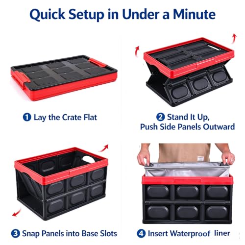 Collapsible Storage Crate, 55L(14.5Gal) Car Trunk | Home Organization - Image 3