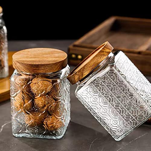 Vintage Glass Airtight Storage Jar Set of 2, With Airtight Wood - Image 7