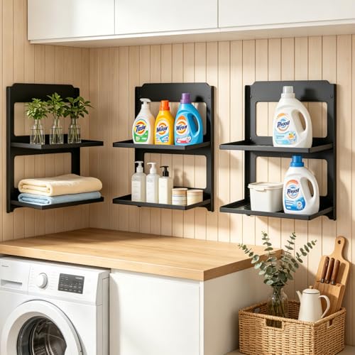 2-Tier Folding Metal Shelf Wall Mounted,Small Foldable Wall Shelf - Image 3