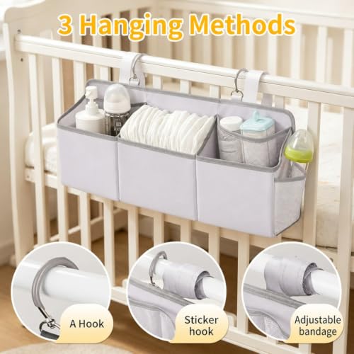Vireo Hanging Baby Diaper Caddy,Plastic Insert & Hooks - Image 4