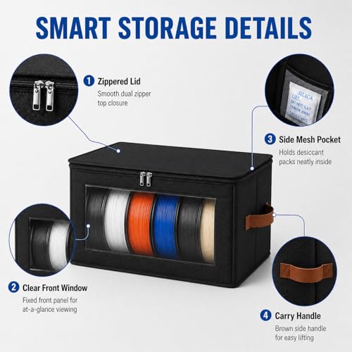 24 Spools Filament Storage Box, Stackable Foldable Moisture-Proof - Image 6