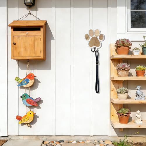 2Pcs Rustic Wooden Dog Leash Holder Wall Decoration, Cute - Image 6