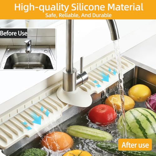24" Silicone Sink Mat for Kitchen(Released in 2026), 2 PCS Beige - Image 5