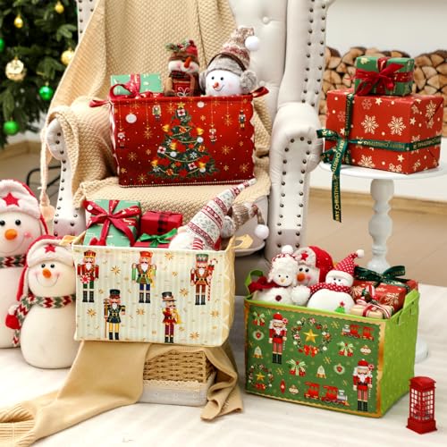 6 Pcs Christmas Storage Bin Collapsible Christmas Basket - Image 3