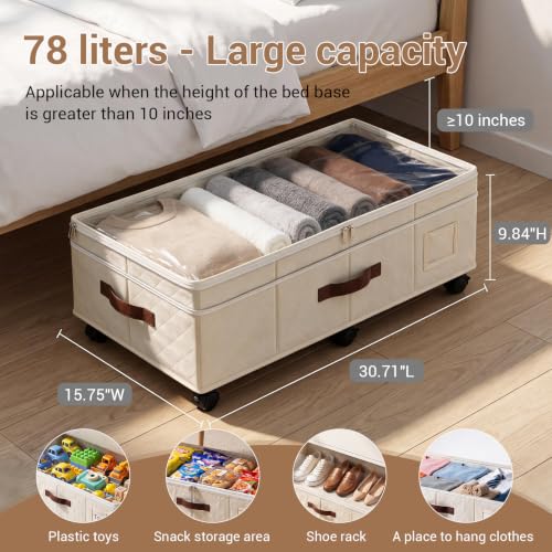 2 Pack Underbed Storage Boxes with Wheels, White - Image 8