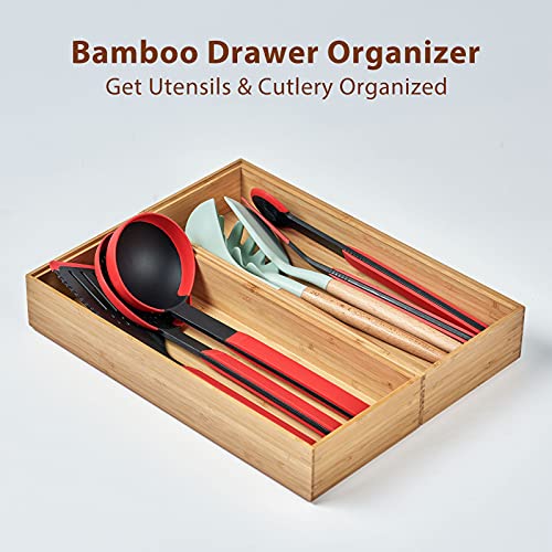 Umilife Bamboo Kitchen Drawer Organizer Boxes with Anti-Skid - Image 5