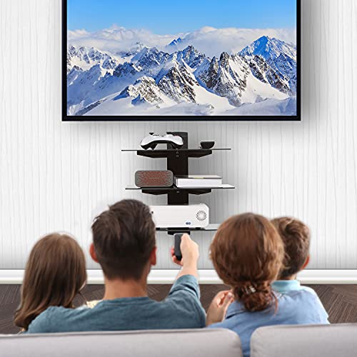 WALI 3 Tier Glass Floating TV Wall Shelf for Projector - Image 3