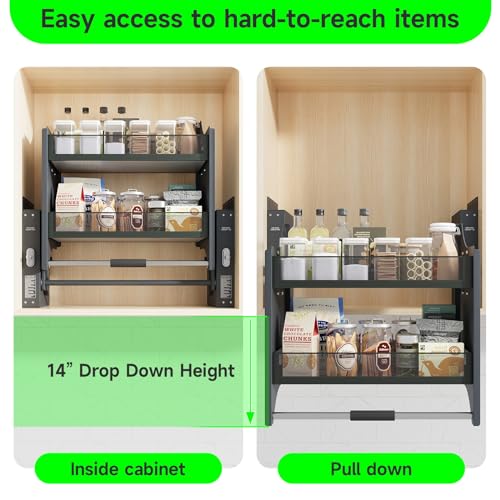 2-Tier Pull Down Shelf for Kitchen Upper Cabinet, 22-24" - Image 6