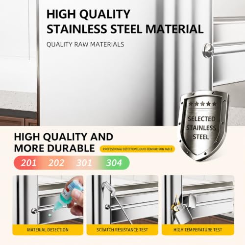 Slim Storage Cart, Stainless Steel Pull Out Organizer with Wheels - Image 5