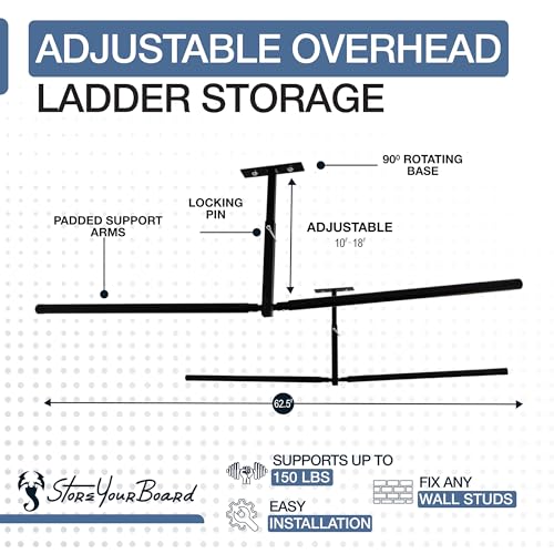 StoreYourBoard Adjustable Overhead Ladder Rack – Garage - Image 5