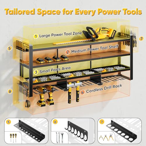 49" W Large Power Tool Organizer Wall Mount, 4 Layer Heavy - Image 5