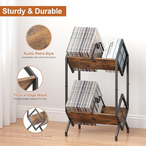 RUILALIFE 2-Tier-Vinyl-Record-Storage-Holder | Home Organization - Image 5