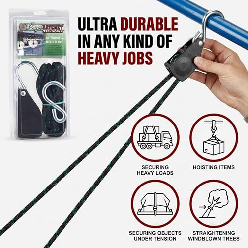 Rope Ratchet 1/2 Self Locking Pulley Hoist - 15' Garage - Image 5