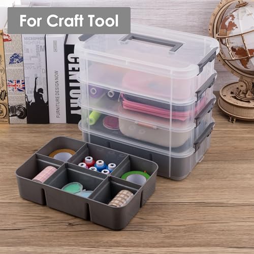 Craft Organizers and Storage, 4-Tier 10 Qt Box, 2 Trays, Grey - Image 7