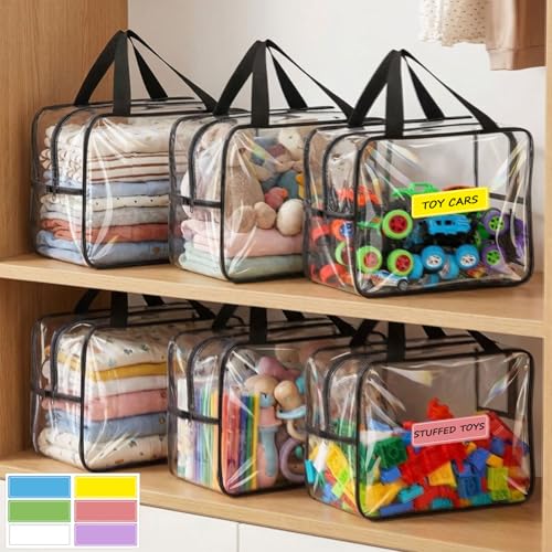 6 Packs Large Toy Storage Bags, Reusable Clear PVC Storage - Image 3