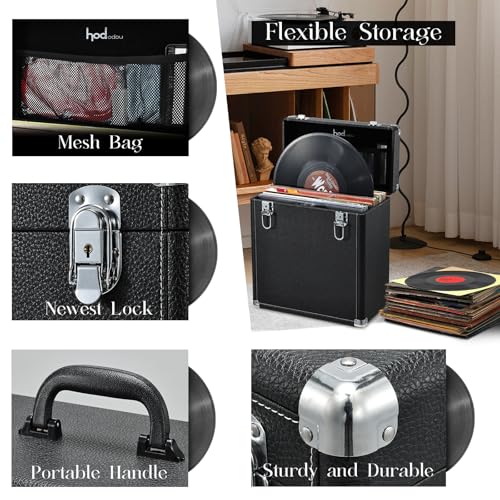 Vinyl Record Storage Box with Lock Record Organizer - Image 4