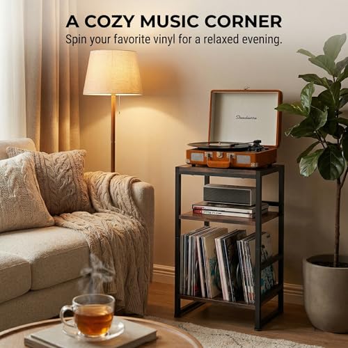 3-Tier Record Player Stand, with Storage, 28" H, Rustic - Image 6