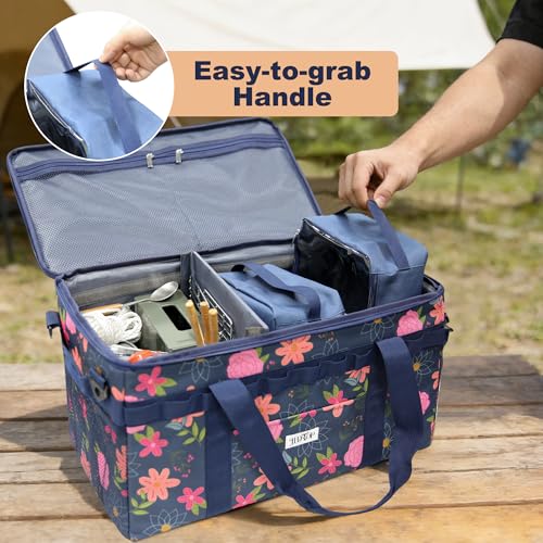 Floral Camping Gear Organizer, Travel Storage with Pouches, 42L - Image 7