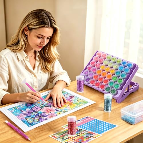 Diamond Art Painting Dot Storage Bottle With Holder Pink - Image 3